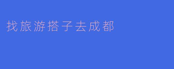 找旅游搭子去成都