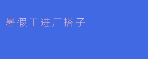 ### 暑假工进厂搭子：青春的锻炼与成长