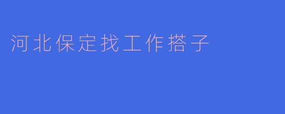 河北保定找工作搭子：共创美好未来