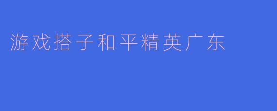 游戏搭子和平精英广东