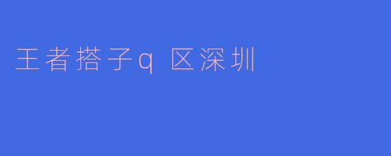 ### 王者搭子Q区深圳:共创王者荣耀新乐趣