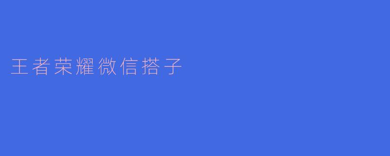 王者荣耀微信搭子