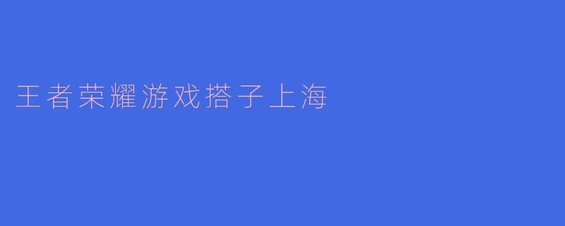 ### 王者荣耀游戏搭子:共赴上海的战斗之旅