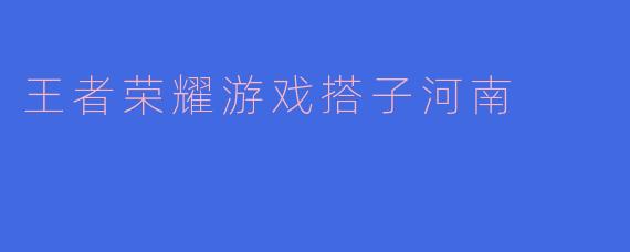 王者荣耀游戏搭子在河南好找吗?