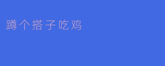 ### 蹲个搭子吃鸡，畅享团队的乐趣