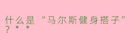 什么是“马尔斯健身搭子”？**