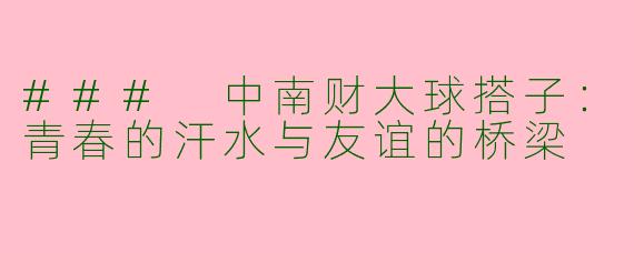 ### 中南财大球搭子：青春的汗水与友谊的桥梁