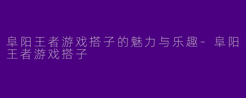 阜阳王者游戏搭子的魅力与乐趣-阜阳王者游戏搭子