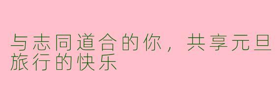 与志同道合的你，共享元旦旅行的快乐