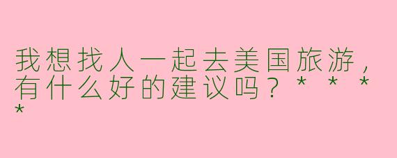 我想找人一起去美国旅游，有什么好的建议吗？****