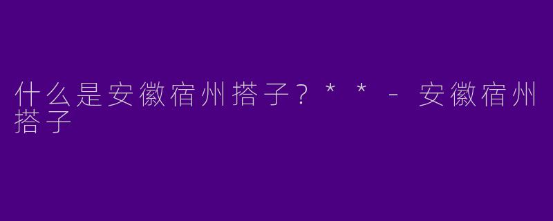 什么是安徽宿州搭子?**