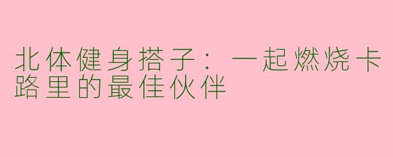 北体健身搭子：一起燃烧卡路里的最佳伙伴