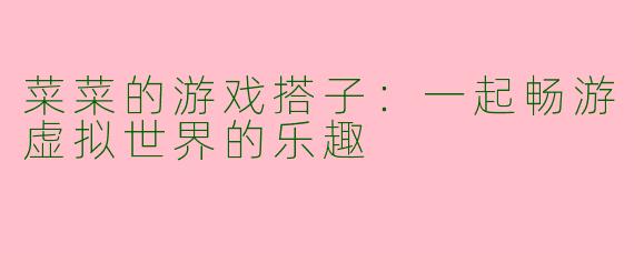 菜菜的游戏搭子：一起畅游虚拟世界的乐趣