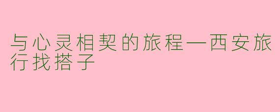 与心灵相契的旅程—西安旅行找搭子