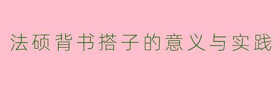 法硕背书搭子的意义与实践