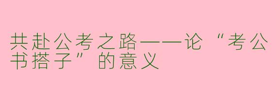 共赴公考之路——论“考公书搭子”的意义