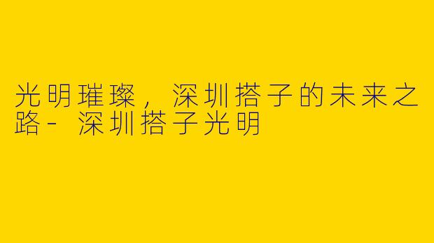光明璀璨，深圳搭子的未来之路