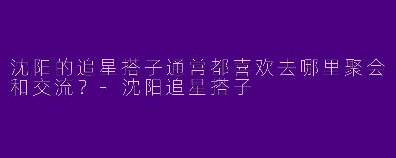 沈阳的追星搭子通常都喜欢去哪里聚会和交流？-沈阳追星搭子