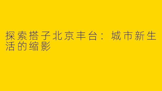 探索搭子北京丰台：城市新生活的缩影