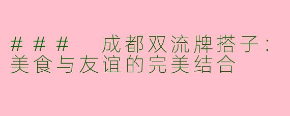 ### 成都双流牌搭子：美食与友谊的完美结合
