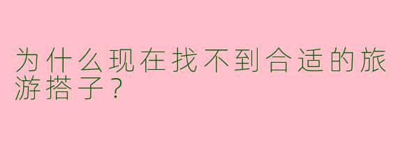 为什么现在找不到合适的旅游搭子?