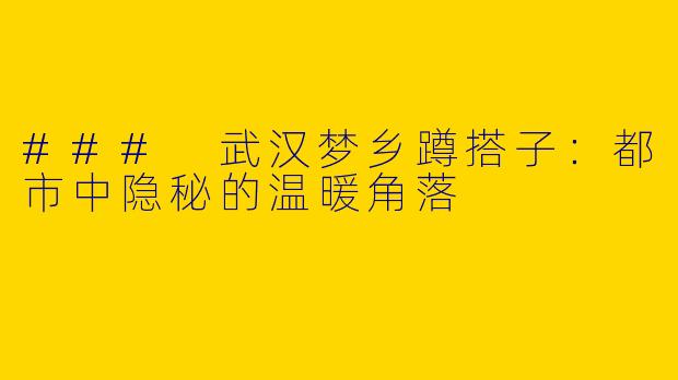 ### 武汉梦乡蹲搭子：都市中隐秘的温暖角落