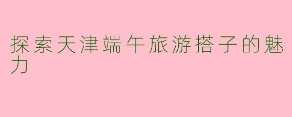探索天津端午旅游搭子的魅力