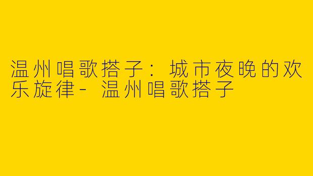 温州唱歌搭子：城市夜晚的欢乐旋律-温州唱歌搭子