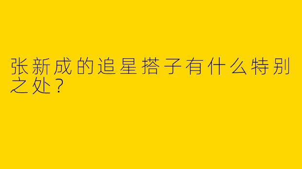 张新成的追星搭子有什么特别之处？