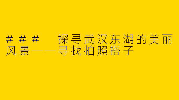 ### 探寻武汉东湖的美丽风景——寻找拍照搭子