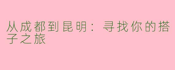 从成都到昆明：寻找你的搭子之旅