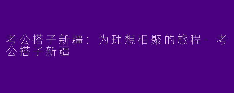 考公搭子新疆：为理想相聚的旅程-考公搭子新疆