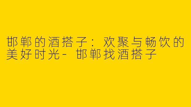 邯郸的酒搭子：欢聚与畅饮的美好时光-邯郸找酒搭子