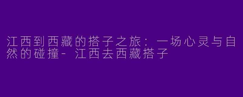江西到西藏的搭子之旅：一场心灵与自然的碰撞-江西去西藏搭子