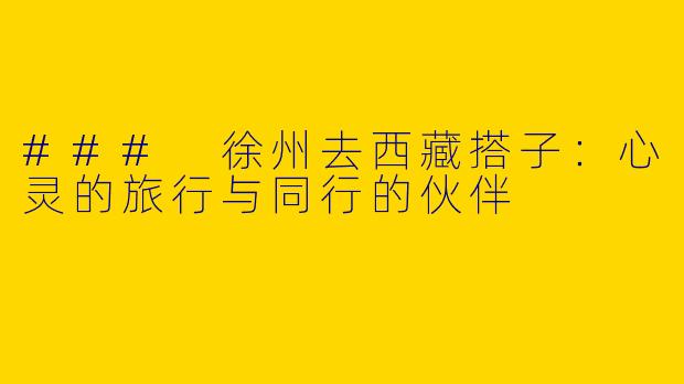 ### 徐州去西藏搭子：心灵的旅行与同行的伙伴
