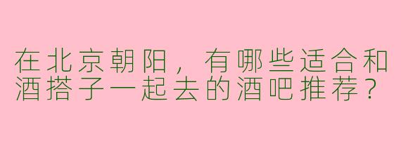 在北京朝阳,有哪些适合和酒搭子一起去的酒吧推荐?