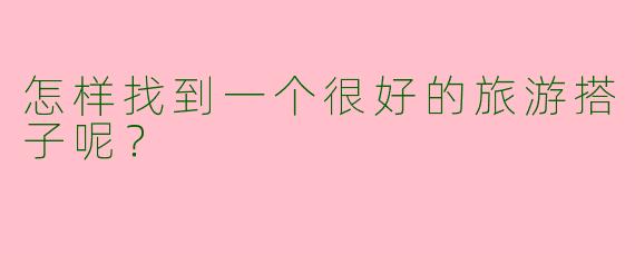 怎样找到一个很好的旅游搭子呢？