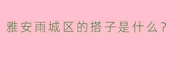 雅安雨城区的搭子是什么？  