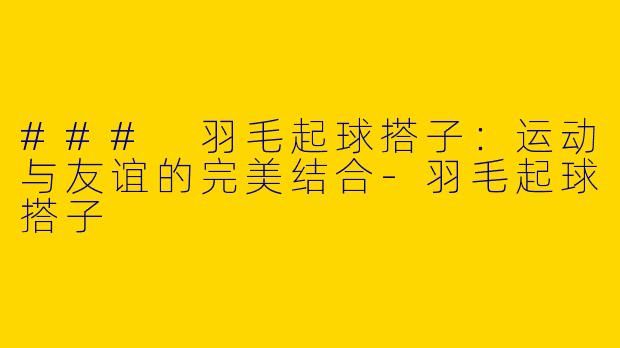### 羽毛起球搭子：运动与友谊的完美结合-羽毛起球搭子