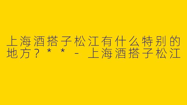 上海酒搭子松江有什么特别的地方？**