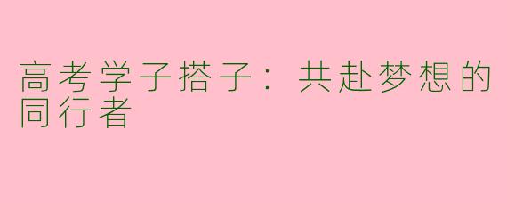 高考学子搭子：共赴梦想的同行者