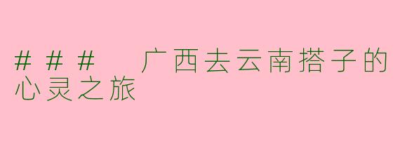 ### 广西去云南搭子的心灵之旅
