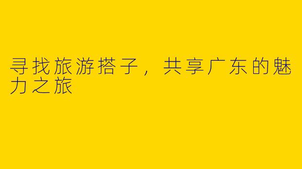 寻找旅游搭子，共享广东的魅力之旅