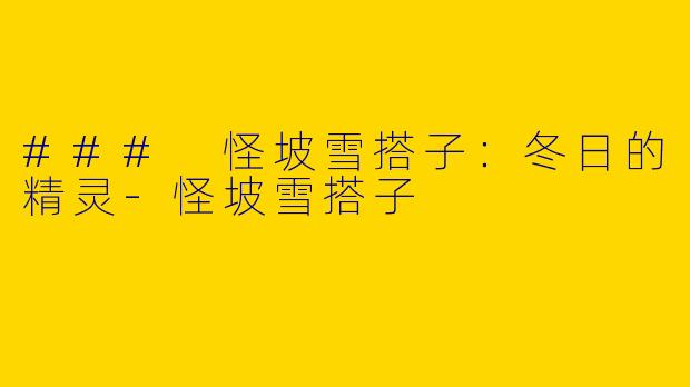 ### 怪坡雪搭子：冬日的精灵-怪坡雪搭子