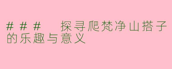 ### 探寻爬梵净山搭子的乐趣与意义