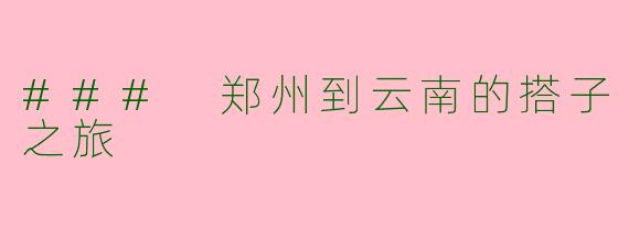 ### 郑州到云南的搭子之旅