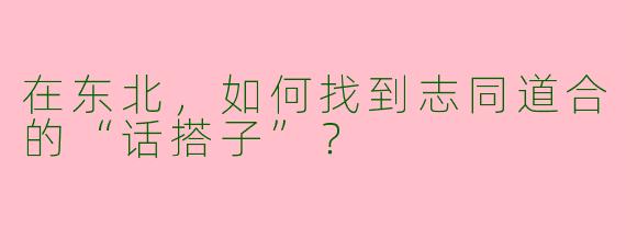 在东北，如何找到志同道合的“话搭子”？