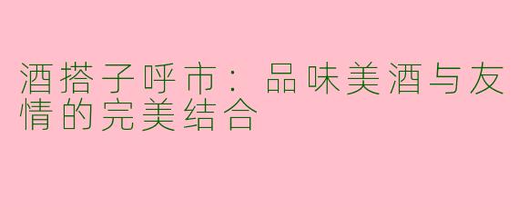 酒搭子呼市：品味美酒与友情的完美结合