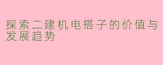 探索二建机电搭子的价值与发展趋势