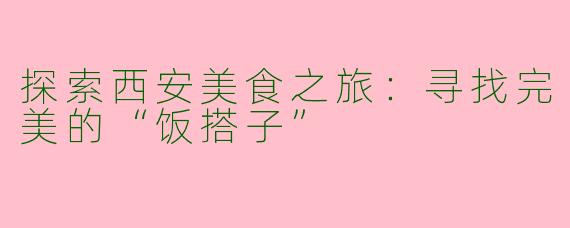 探索西安美食之旅：寻找完美的“饭搭子”